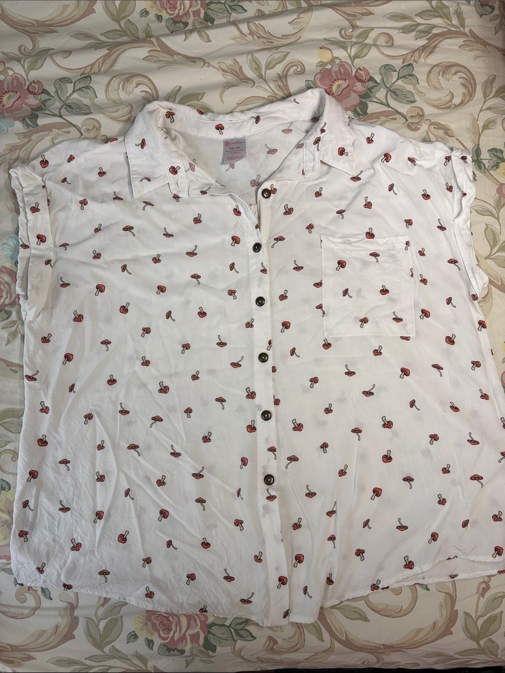 No Boundaries Girls Mushroom Print Shirt Top Blouse Size XXL(19) *flaw